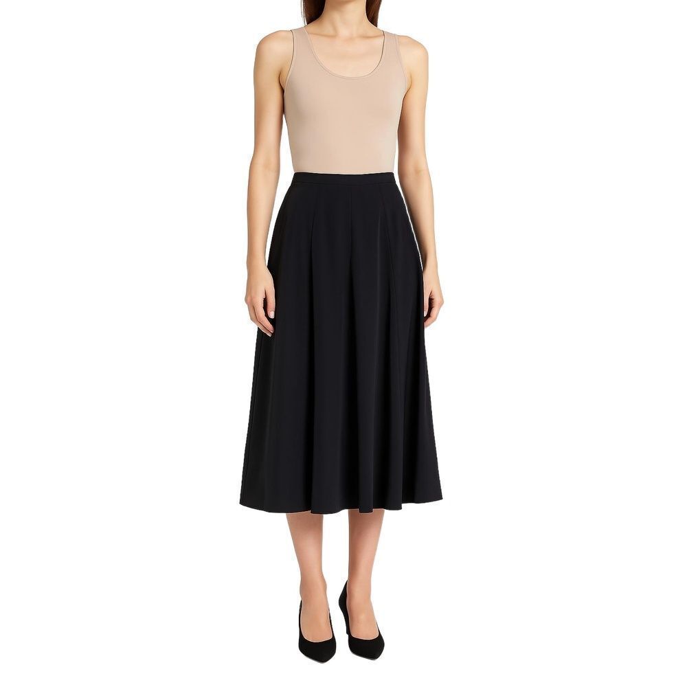 H by Heidi Weisel Black Box Pleated Classic Midi A-line Skirt Solid Womens Small